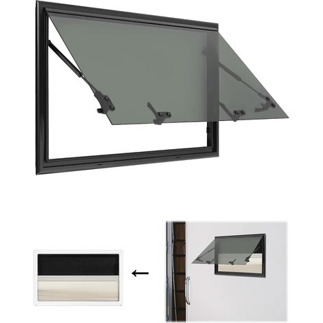 Fenêtre escamotable 800x500mm pour caravane Fenêtre E4 pour camping-car Fenêtre de camping-car 85° pour fourgon avec moustiquaire et volet roulant, fenêtre latérale pour caravane Fenêtre push externe (1/5)