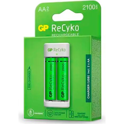 Chargeur USB GP pour 2 piles AA/AAA + 2 piles AA 2100mAh G535