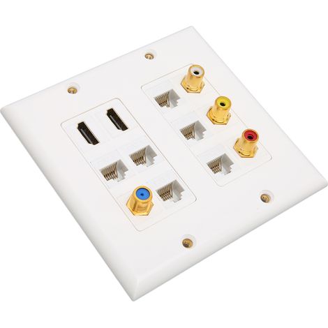 Plaque murale Ethernet HD Multimedia Interface CAT6 TV F RCA coaxiale pour la maison, le bureau ou l'hôtel (1/5)