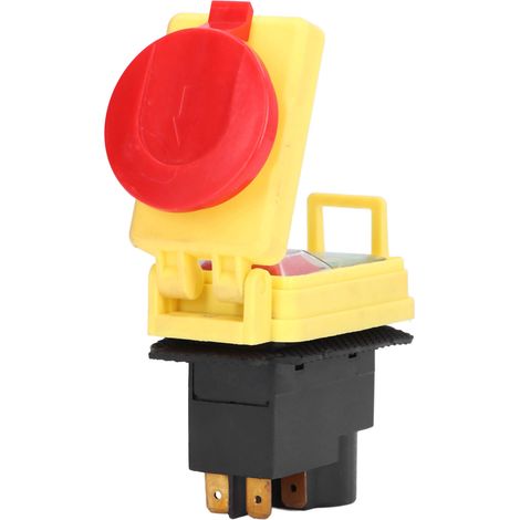 Elektromagnetischer Schalter für elektrische Schneidemaschinen, wasserdichter 250-V-Druckknopf, Industrieschalter mit Not-Aus-Abdeckung (Lieferung in Luftpolsterfolie) (1/5)