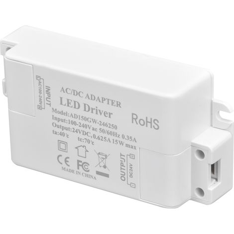 Alimentation LED 24 V CC 0,625 A 15 W pour lampes DIY, transformateur basse tension 100-240 V CA (1/5)