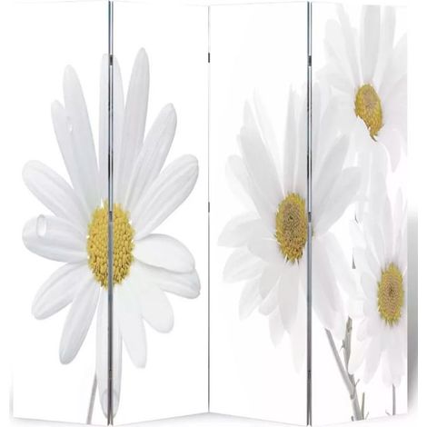 Paravent décoratif imprimé 4 volets bois Flowers (1/4)