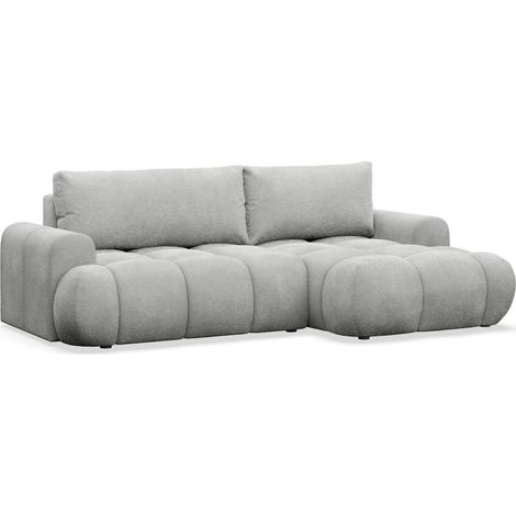Selsey Ombo Mini - Ecksofa mit Schlaffunktion, Bettkasten und Bouclé-Bezug, Hellgrau, rechts (1/5)