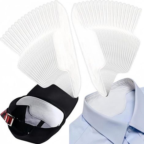 Confezione da 50 cuscinetti autoadesivi per magliette/collo, assorbenti di sudore e sebo, per cappelli/colletti/polsini, colore bianco. (1/5)