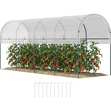 Serre tomates 4x1,2x1,7 m 5 arceaux acier et bâche PE, serre jardin culture légumes extérieure