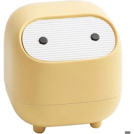 Mini poubelle de bureau mignonne pour bureau, table basse, cuisine, petite poubelle (jaune) (1/5)