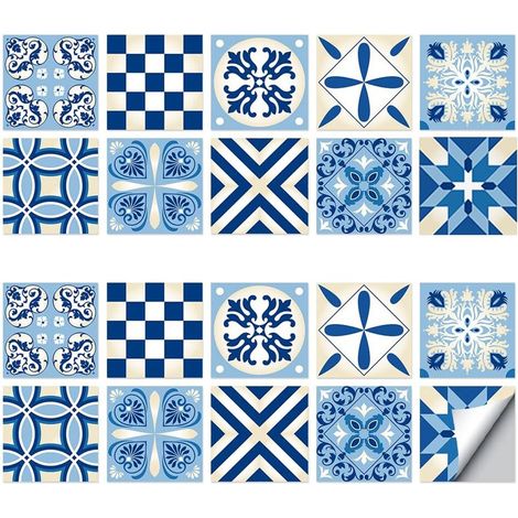 20 pièces - Stickers muraux - pour carrelage mural - pour décoration intérieure - crédence autocollante - stickers carrelage - pour salon, cuisine, salle de bain - 10 cm x 10 cm (1/5)