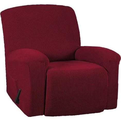 Housse de canapé extensible pour fauteuil inclinable protection avec fond élastique jacquard Rouge (1/4)