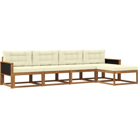 Outdoor Sofa Set with Cushion 5 pcs Natural and Cream vidaXL (1/5)
