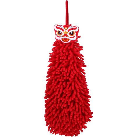 Serviette à Main en Chenille Rouge Absorbante et Lavable Boucle Suspendue, Douce et Facile à Saisir, Salle de Bain Cuisine (1/5)