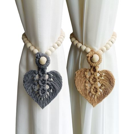 JSSEVN - Sujetacortinas de estilo bohemio en algodón y poliéster, juego de 2 unidades, estilo natural y elegante para la decoración de interiores. (1/3)