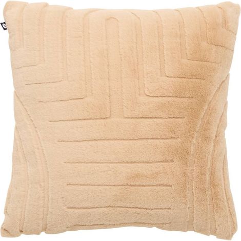 Coussin Imitation Fourrure "Arka" 45x45cm Beige Lin (1/5)