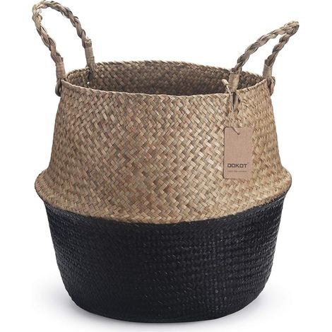 Panier Jonc De Mer Rangement Panier Plante Seagrass Fleur Corbeille Paille Naturel Noir (1/5)