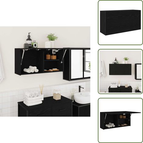 vidaXL Armoire murale de bain noir 80x25x40 cm bois d'ingénierie