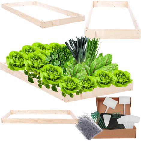MODO24 ZP09 Carré potager surélevé en escalier modulable, bois de pin, herbes/légumes, jardin/terrasse/balcon, 9x60x90 cm, naturel