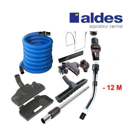 Set ALDES 8 accessoires + 1 flexible avec poignée standard chromée remplace la poignée de commande pneumatique ALDES 11070062 avec douille de démarrage et vanne d’arrêt - longueur au choix - 12m
