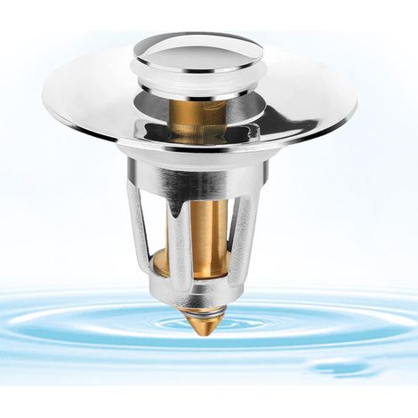 [Tapón para fregadero] + [Tapón antibloqueo emergente] + [Latón y acero inoxidable] + [Tamaño 28–38 mm, 107 g, 3 juntas] (1/5)