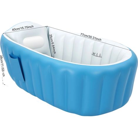 Baignoire pour bébé gonflable, installation facile, design gain de place, Bleu (1/2)