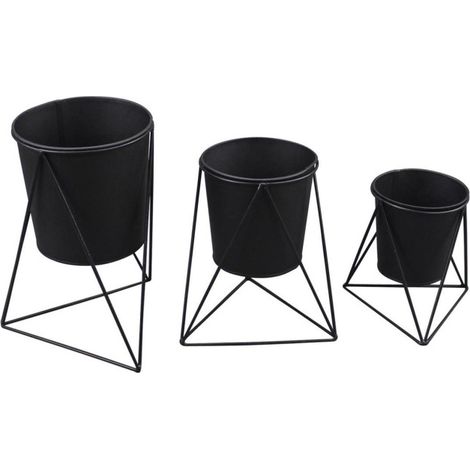 Lot de 3 Caches-Pots "Graphic Ethnic" 25cm Noir
