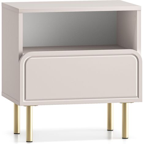 Selsey Loppa – Mesita de noche con cajón y hueco, beige cachemira, 50 cm
