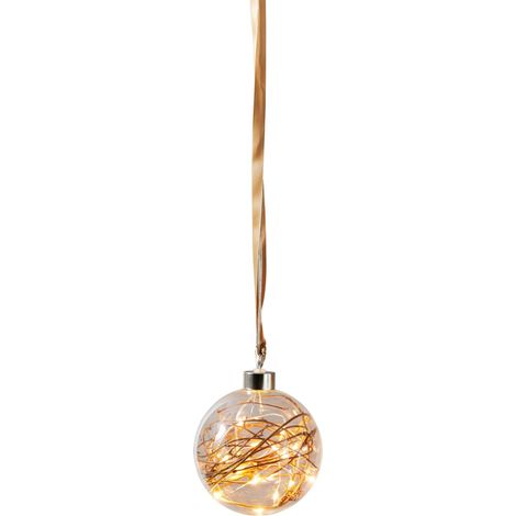 EGLO LED Weihnachtskugel für Innen, beleuchtete Glaskugel zum Aufhängen Ø 10 cm, Leuchtkugel zum Hängen mit Timer, extra-warmweiß, Batterie-Betrieb (1/5)