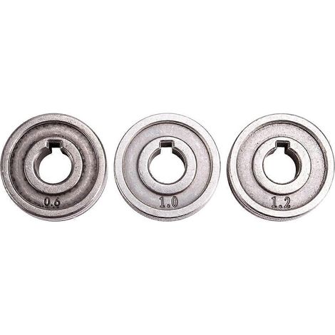 Lot de 3 galets d'entraînement pour dévidage de fil de soudage, moletage à rainure en K, 0,6 mm à 1,2 mm, pour guide-fil MIG. Accessoires de soudage de haute qualité. (1/4)