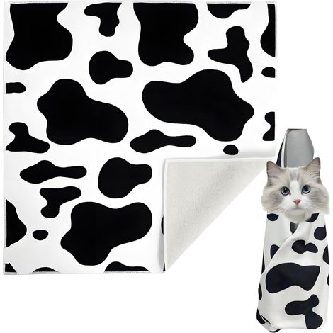 Katzentuch in Kuhfarbe, 45 cm x 45 cm, 1 Packung Katzenpflegeset, Katzenpackung, Katzen-Rückhaltevorrichtung zum Krallenschneiden