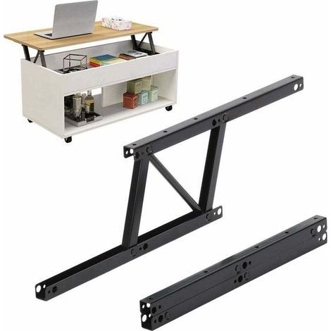 Paire de Mécanisme de Levage pour Table Basse Charnières à Ressort Pliables avec Tampon et Pression d'Air (1/4)