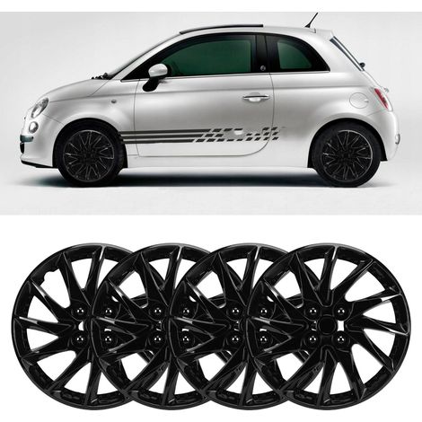 Lot de 4 enjoliveurs de roue 15 pouces, protecteurs et élégants, R15, universels, de remplacement, pour la plupart des voitures, camions et SUV, noirs. (1/4)