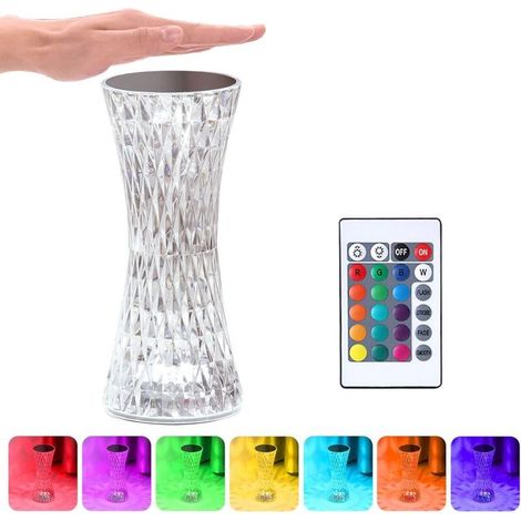 Lampe de chevet acrylique ACKERMAN, 16 couleurs RVB + 4 modes, tactile et télécommande, pour chambre et salon (1/5)