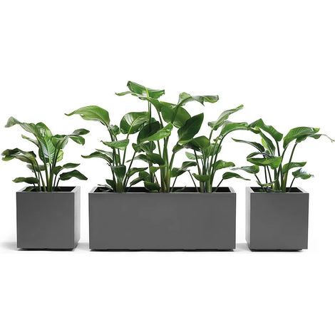 KEBE - VASO QUADRATO IN RESINA-ANTRACITE / 39.5x39.5x39.5 cm