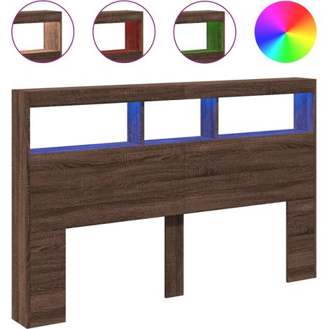 Maison Exclusive - Cabecero de cama con luz LED marrón roble 160x