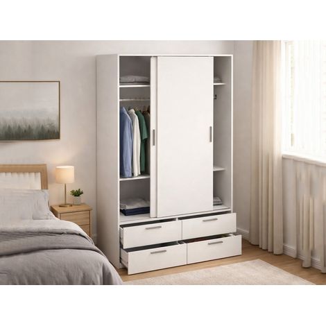 Guardaroba 2 Ante Frediana, Armadio Camera da Letto Appendiabiti, 2 Ripiani, 60.25x200h cm Bianco (1/5)