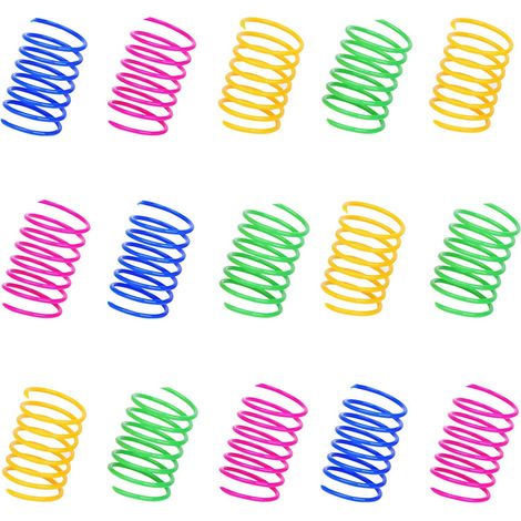 Jouets ressorts pour chat, lot de 100 spirales colorées en plastique, jouets interactifs pour chatons, couleurs aléatoires (1/5)