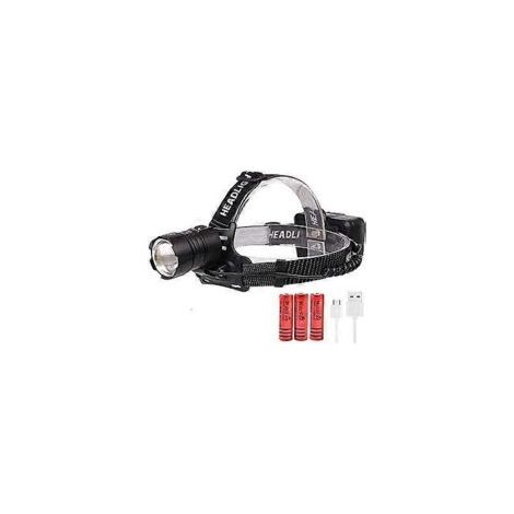 Lampada frontale a LED XHP70 ad alte prestazioni, ricaricabile tramite USB, ultra luminosa, con 3 modalità di illuminazione e funzione zoom, ideale per lavoro, campeggio e pesca - Crezuo