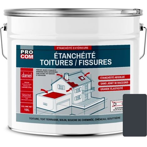 Peinture, résine d'étanchéité toiture, réparation tuiles, fissures, anti-fuites, décore, protège, plusieurs coloris PROCOM 383e42 10 litres