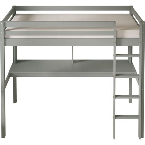 Sunny Sil Lit Mezzanine Avec Bureau, Gris, En Bois Lit En Mezzanine - Sans Matelas - Avec Échelle 208 X 100,5 X 172 Cm Pour Matelas : 90 X 200 Cm (1/5)