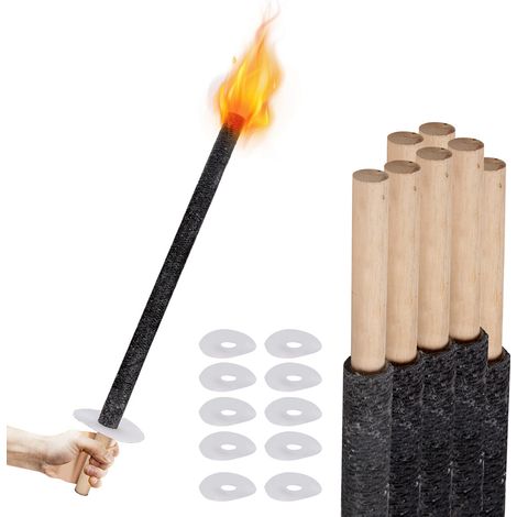 Randaco 25x Antorcha de Jardín 42cm Antorchas para Fiestas Antorchas de Cera para Bodas Mango Largo