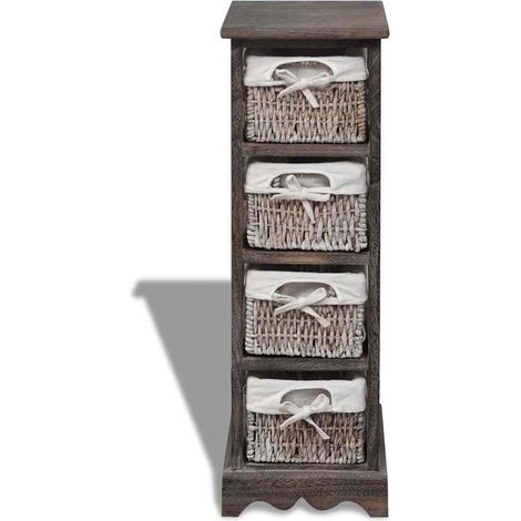 Struttura in Legno con 4 Cestini Intrecciati Marrone DAS410051 (1/5)