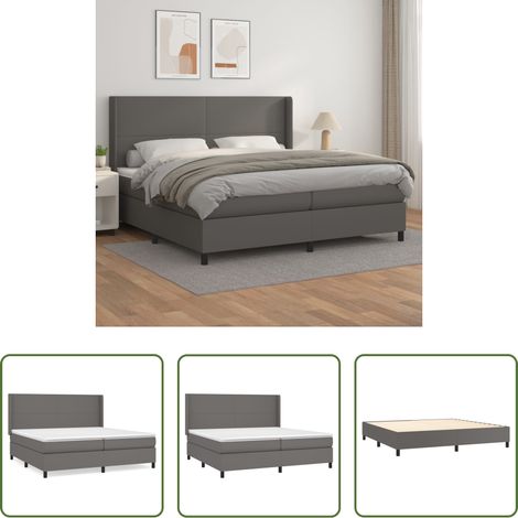 vidaXL Matratze - Boxspringbett mit Matratze Grau 200x200 cm Kunstleder (1/5)
