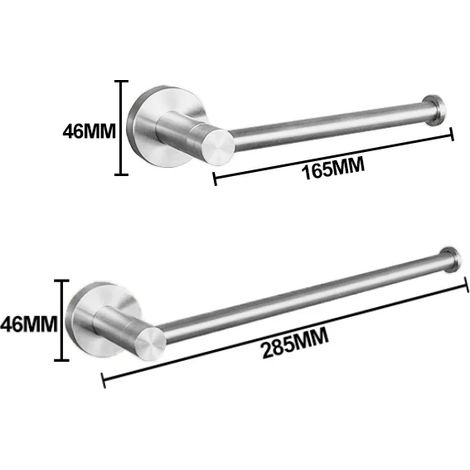 (Ensemble de 2 pièces B) Accessoires de salle de bain en acier inoxydable brossé 304 : porte-serviettes, porte-papier toilette, porte-savon, barre porte-serviettes. (1/5)