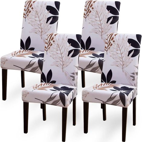 Funda de silla elástica para comedor, 4 piezas, extraíble, lavable, decorativa, protector de silla. (1/5)