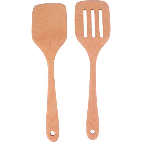 Set mit 2 umweltfreundlichen, antihaftbeschichteten und hitzebeständigen Holzspateln für die Küche (1/5)