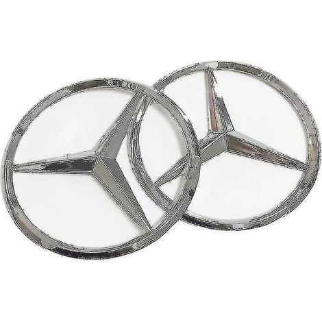 Set of 2 logos rear Mercedes-Benz 9 cm Self in plastic ABS silver Logo 90 mm for trunk Customized elegant (1/3)