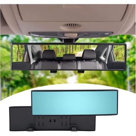 Rétroviseur Panoramique Intérieur Universel HD Bleu Rétroviseur de Voiture à Clipser Grand Angle Anti-éblouissement 300x70mm (1/4)