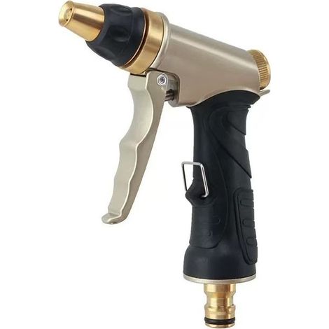Pistolet d'Arrosage avec Buse en Laiton, Robuste et Haute Pression, Réglable de Jet à Pulvérisation, pour Laver la Voiture et les Animaux Domestiques, le Jardin/Nettoyage de Trottoir (1/5)