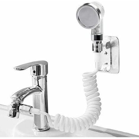 royaluxe - Ensemble Pommeau Douche pour Lavabo, Douchette de Salle de Bain, Tuyau Télescopique, Parfait pour Laver les Cheveux ou Nettoyer le Lavabo (Base) (1/5)