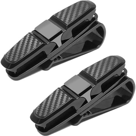 Set of 2 Car Sun Visor Eyeglass Clips, Car Eyeglass Holders, Automotive Organizers for Sunglasses, Cards, Tickets - Black (1/5)