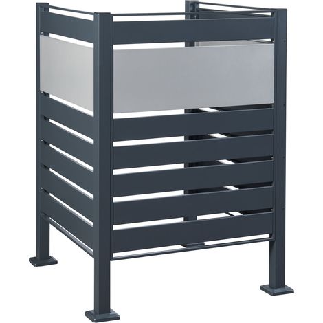 Recinto para contenedores de acero galvanizado 120 x 91 x 91 cm antracita plata 030009095