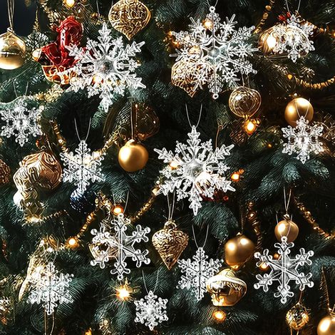 Set of 40 sparkling Christmas tree ornaments to hang with string, Christmas tree decorations for the winter holidays, home decor (1/5)